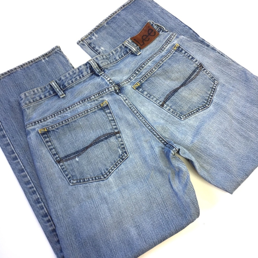 Lee Bootcut Distressed Blue Jeans Size 34 nwt